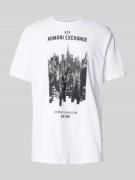 ARMANI EXCHANGE T-Shirt mit Label-Motiv-Print in Weiss, Größe L