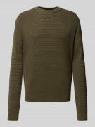 SELECTED HOMME Strickpullover mit gerippten Abschlüssen in Dunkelgruen...