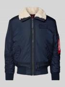 Alpha Industries Bomberjacke mit Stehkragen in Marine, Größe L