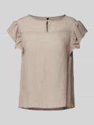 Vero Moda Bluse mit Schlüsselloch-Ausschnitt in Taupe, Größe M