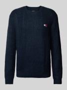 Tommy Jeans Strickpullover mit Zopfmuster Modell 'SLIM CABLE' in Marin...