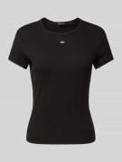 Tommy Jeans Slim Fit T-Shirt mit Label-Stitching in Black, Größe L