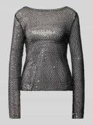 Pieces Slim Fit Langarmshirt aus halbtransparentem Mesh Modell 'RISSI'...