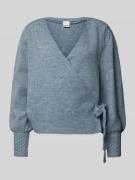 ICHI Strickpullover mit Schleifen-Detail Modell 'HOLENE' in Rauchblau,...