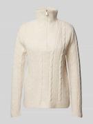 B.Young Strickpullover mit Zopfmuster Modell 'Nopa' in Offwhite, Größe...