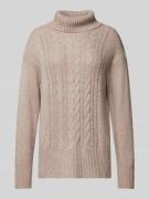 Tom Tailor Rollkragenpullover mit Zopfmuster in Beige Melange, Größe L