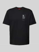 HUGO T-Shirt mit Label-Print Modell 'Dicatiko' in Black, Größe L