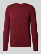 HUGO Strickpullover mit Label-Badge Modell 'San Cassius' in Bordeaux, ...