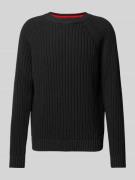 HUGO Strickpullover mit Rundhalsausschnitt Modell 'Sribben' in Black, ...