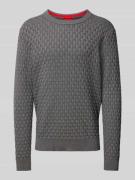 HUGO Strickpullover mit Strukturmuster Modell 'Stubon' in Mittelgrau, ...