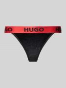 HUGO String mit Label-Bund Modell 'Velvet' in Black, Größe L