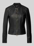 Marc Cain Lederjacke mit Pattentaschen in Black, Größe 34