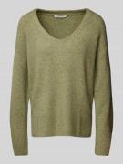 TOM TAILOR DENIM Relaxed Fit Strickpullover mit V-Ausschnitt in Oliv, ...