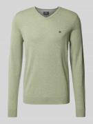 Fynch-Hatton Strickpullover mit V-Ausschnitt in Khaki, Größe L