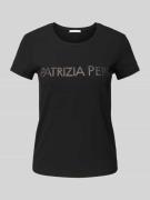 Patrizia Pepe T-Shirt mit Label-Strasssteinbesatz in Black, Größe 34