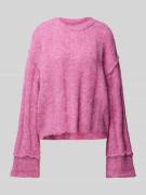 Pieces Loose Fit Strickpullover mit Wollanteil und Details an den Säum...