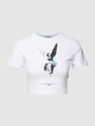 PEQUS Cropped T-Shirt mit Motiv-Print Modell 'Fallen Angel' in Weiss, ...