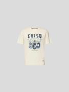 Evisu T-Shirt aus reiner Baumwolle in Ecru, Größe S