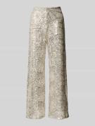 ICHI Wide Leg Stoffhose mit Paillettenbesatz Modell 'FAUCA' in Beige, ...