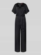 HUGO Jumpsuit aus Satin mit Bindegürtel Modell 'Kasmina' in Black, Grö...