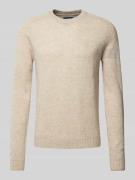 MCNEAL Regular Fit Strickpullover aus reiner  Lammwolle in Kitt Melang...