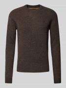 MCNEAL Regular Fit Strickpullover aus reiner  Lammwolle in Dunkelbraun...