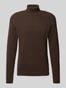 SELECTED HOMME Strickpullover mit Rollkragen Modell 'THEO' in Mittelbr...