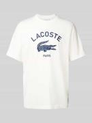 Lacoste T-Shirt mit Label-Print Modell 'HERITAGE' in Offwhite, Größe L