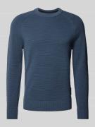 MARC O POLO Regular Fit Strickpullover mit Ripp-Optik in Rauchblau, Gr...