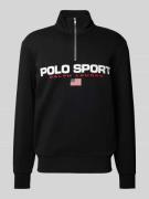 Polo Sport Sweatshirt mit Troyer-Kragen in Black, Größe L