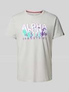 Alpha Industries T-Shirt mit Label-Print Modell 'Nebula' in Hellgrau, ...