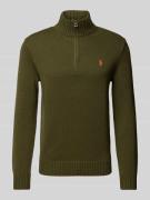 POLO RALPH LAUREN Strickpullover mit Troyer-Kragen in Khaki, Größe L