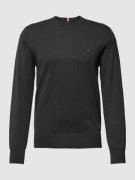 Tommy Hilfiger Strickpullover in melierter Optik in Dunkelgrau Melange...