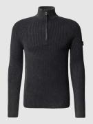 JOOP! Jeans Strickpullover mit Troyer-Kragen Modell 'Henricus' in Blac...