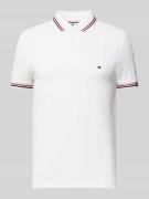 Tommy Hilfiger Slim Fit Poloshirt mit Logo-Stitching in Weiss, Größe L