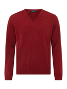 MAERZ Muenchen Pullover aus Schurwolle mit V-Ausschnitt in Rot Melange...