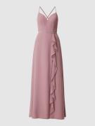 Luxuar Abendkleid aus Chiffon mit Kettchendetail in Mauve, Größe 38