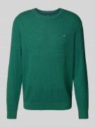 Christian Berg Men Strickpullover mit Logo-Stitching in Dunkelgruen Me...