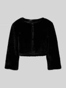 comma Cropped Blazer aus Kunstfell in Black, Größe L