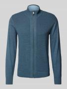 MCNEAL Regular Fit Strickjacke mit Stehkragen in Rauchblau Melange, Gr...