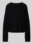 Review Oversized Strickpullover mit gerippten Abschlüssen in Black, Gr...