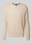 Christian Berg Men Strickpullover mit Logo-Stitching in Sand Melange, ...