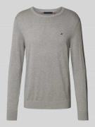 Tommy Hilfiger Strickpullover mit Logo-Stitching in Silber Melange, Gr...