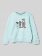 Tom Tailor Regular Fit Sweatshirt mit Baumwolle und Puffdruck in Mint,...