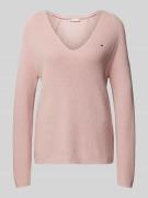 Tommy Hilfiger Strickpullover mit Logo-Stitching in Rosa, Größe L