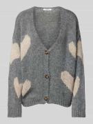 ZABAIONE Strickjacke mit V-Ausschnitt und Woll-Anteil in Dunkelgrau, G...