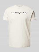 Tommy Jeans T-Shirt mit Label-Print in Offwhite Melange, Größe L