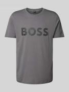 BOSS Green T-Shirt mit Label-Print in Anthrazit, Größe L