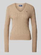 POLO RALPH LAUREN Strickpullover mit Zopfmuster Modell 'KIMBERLY' in C...