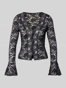 Gina Tricot Longsleeve mit Häkelspitze in Black, Größe L